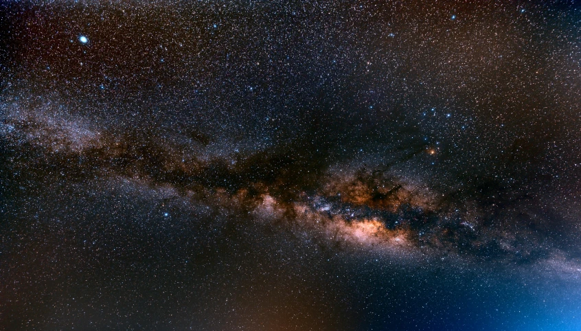 a night sky filled with lots of stars, pexels contest winner, light and space, nasa true color 8k image, long view, brown, middle close up