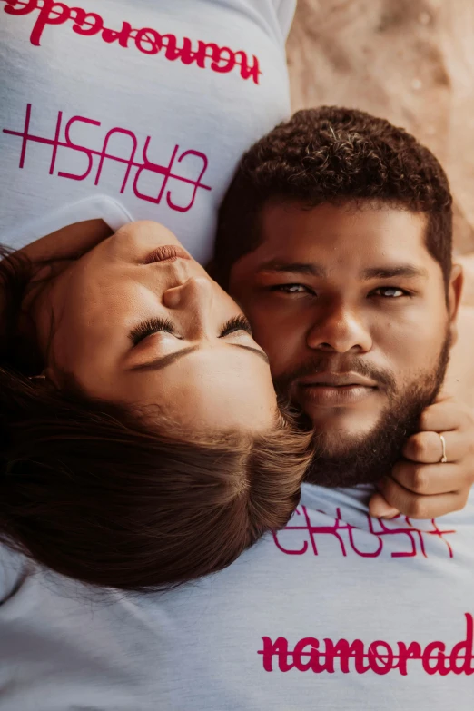 a man and a woman laying on top of each other, an album cover, by Hirosada II, instagram, gushy gills and blush, headshot profile picture, pudgy, hisasi