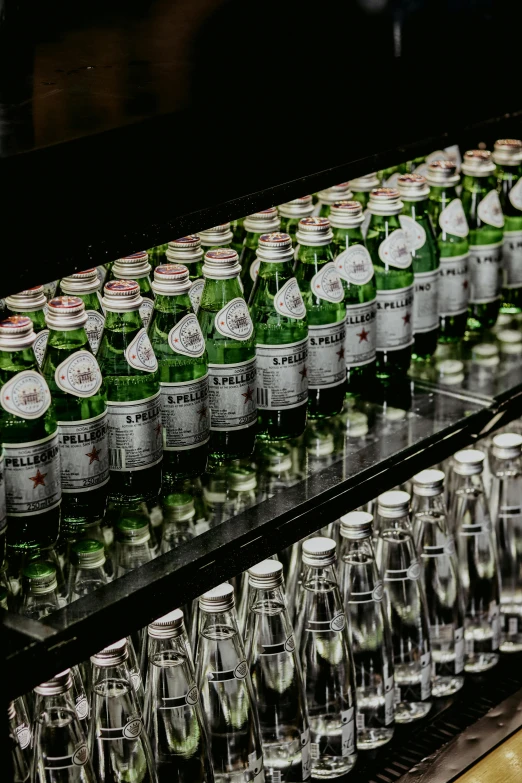 a display case filled with lots of bottles of beer, unsplash, happening, lush green, bottle of vodka, null, melbourne