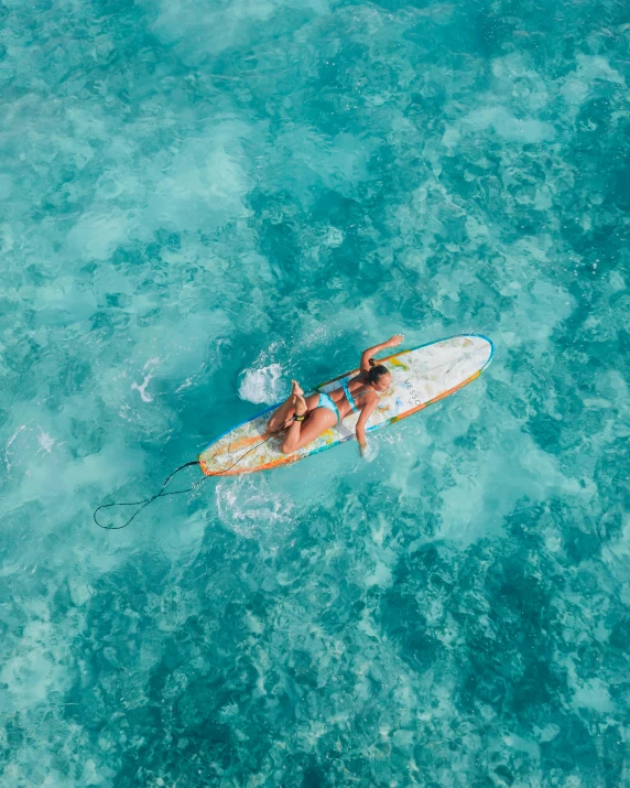 a couple of people riding on top of a surfboard in the ocean, pexels contest winner, aerial iridecent veins, thumbnail, lesbians, 1