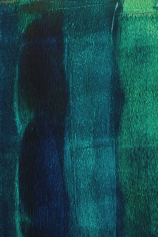 a painting of two people standing next to each other, inspired by Hans Hartung, lyrical abstraction, brand colours are green and blue, texture detail, iridescent deep colors, 144x144 canvas