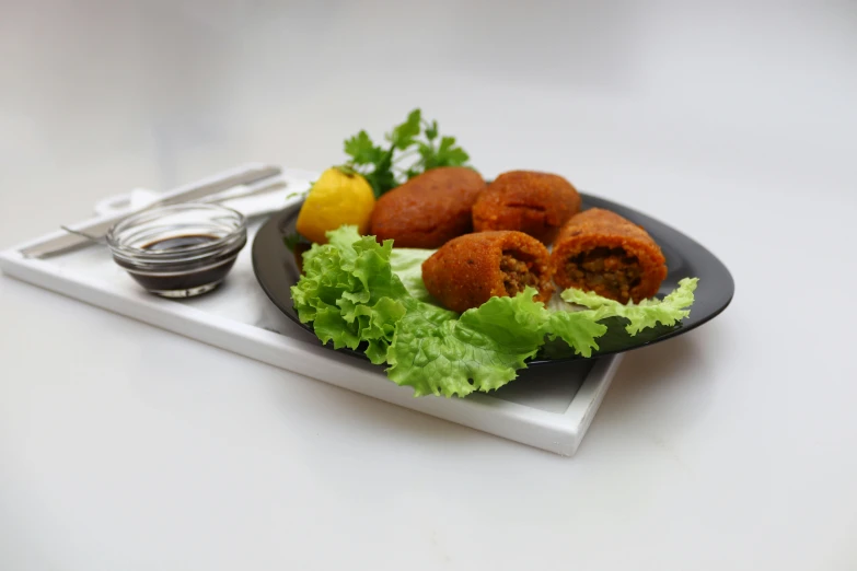 a close up of a plate of food on a table, product image