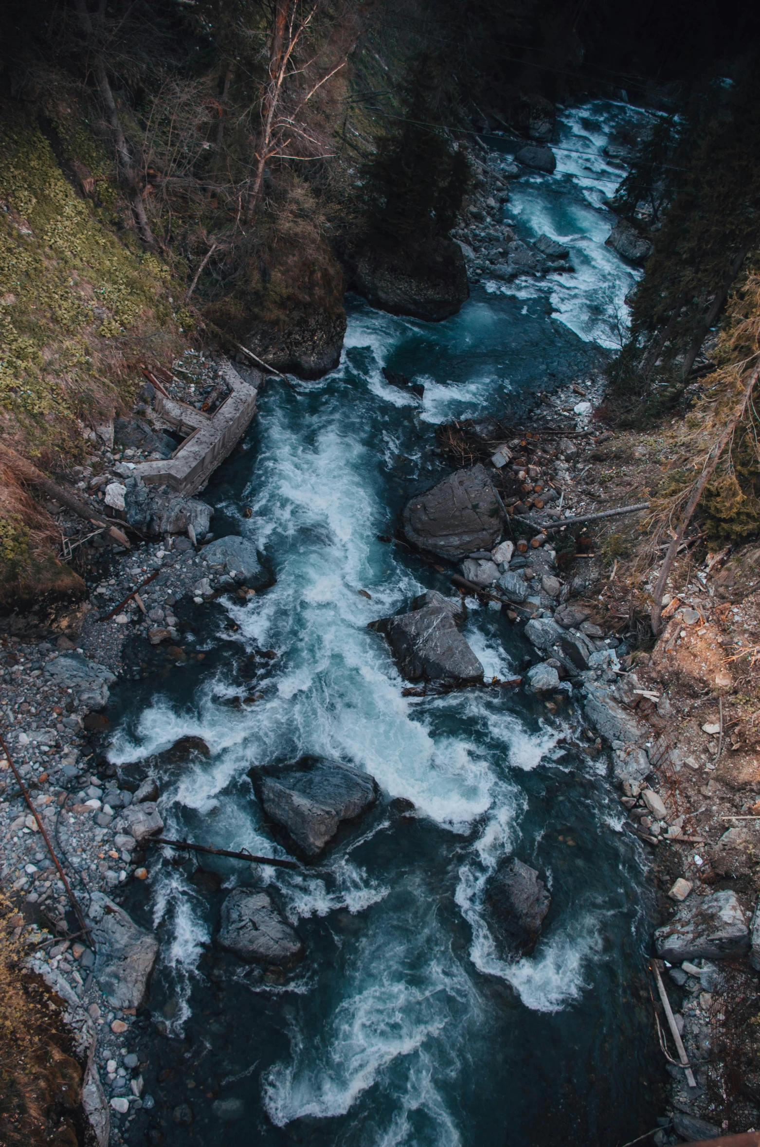 a river flowing through a lush green forest, a picture, unsplash contest winner, hurufiyya, top down view, british columbia, looking threatening, smol