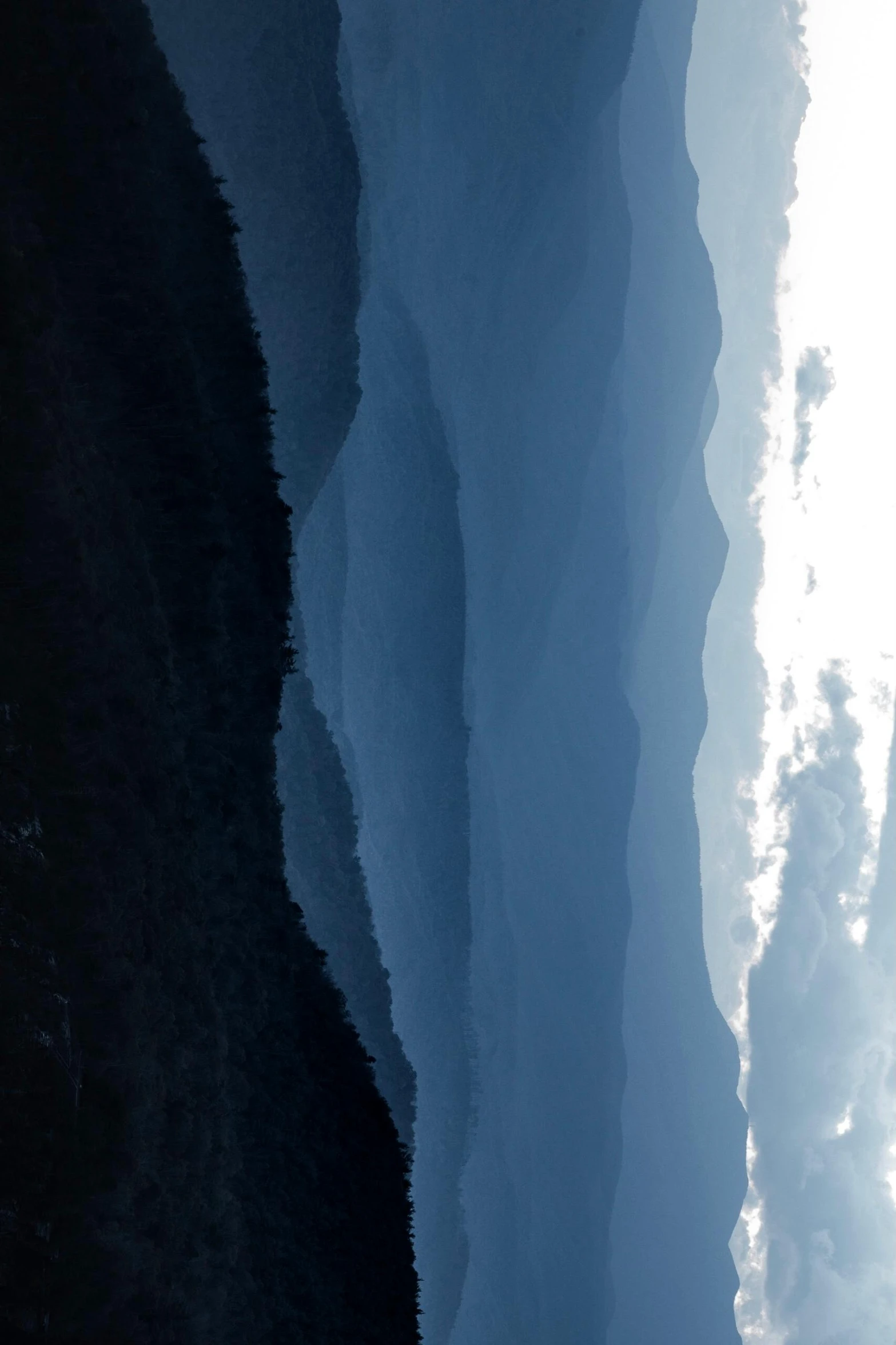 a group of people standing on top of a snow covered slope, by Muggur, hurufiyya, ominous! landscape of north bend, gradient, view from high, crepuscule