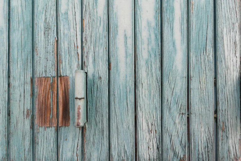 a wooden door with a rusted latch on it, an album cover, trending on pixabay, pastel blue, background image, striations, pale green glow