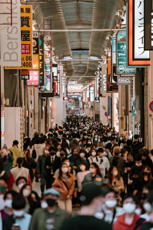 a crowded street filled with lots of people, pexels contest winner, ukiyo-e, coronavirus, in a mall, thumbnail, scientific photo