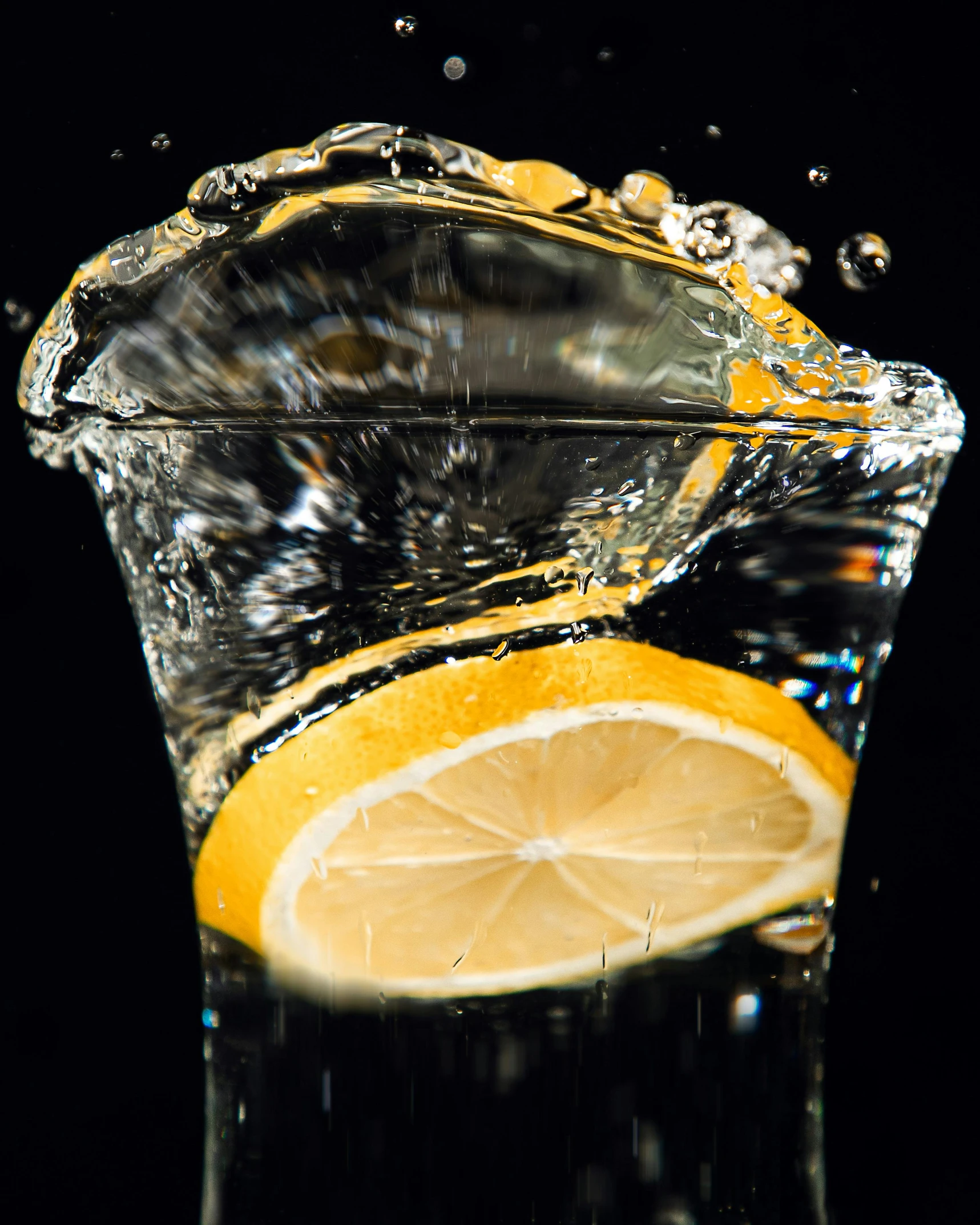 a glass of water with a slice of lemon in it, an album cover, by Jan Rustem, unsplash, splash image, cheers, exploitable image, thumbnail