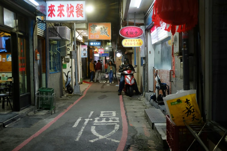 a narrow alley in an asian city at night, pexels contest winner, mingei, underground scene, taiwan, けもの, ground level