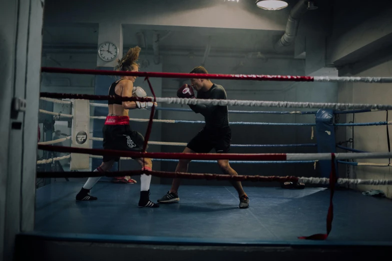 a couple of women standing next to each other in a boxing ring, pexels contest winner, happening, vfx action shot, lachlan bailey, profile image, action with run and fight