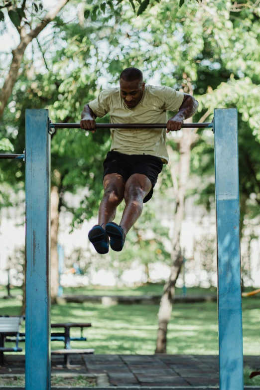 a man on a pull up bar in a park, by Sven Erixson, pexels contest winner, jamaica, square, low quality photo, schools