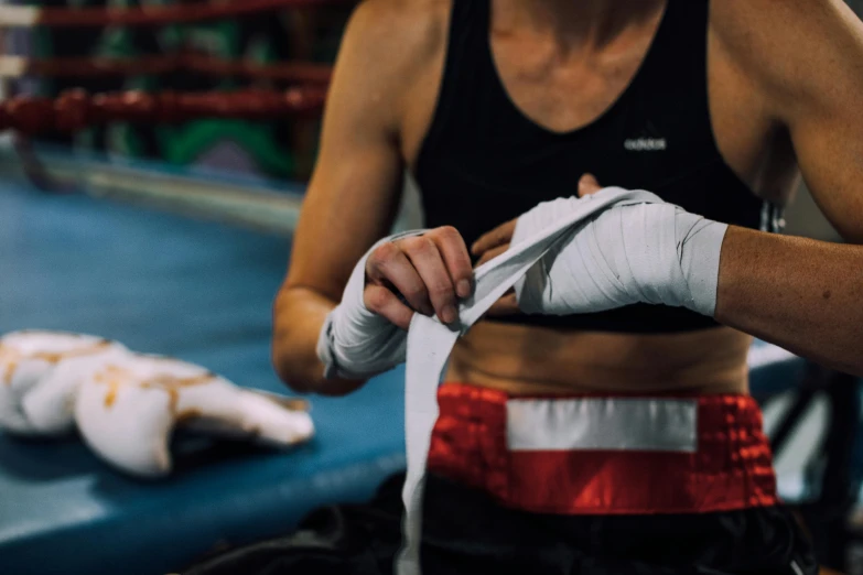 a close up of a person in a boxing ring, bandages, stretch, jovana rikalo, epicanthal fold