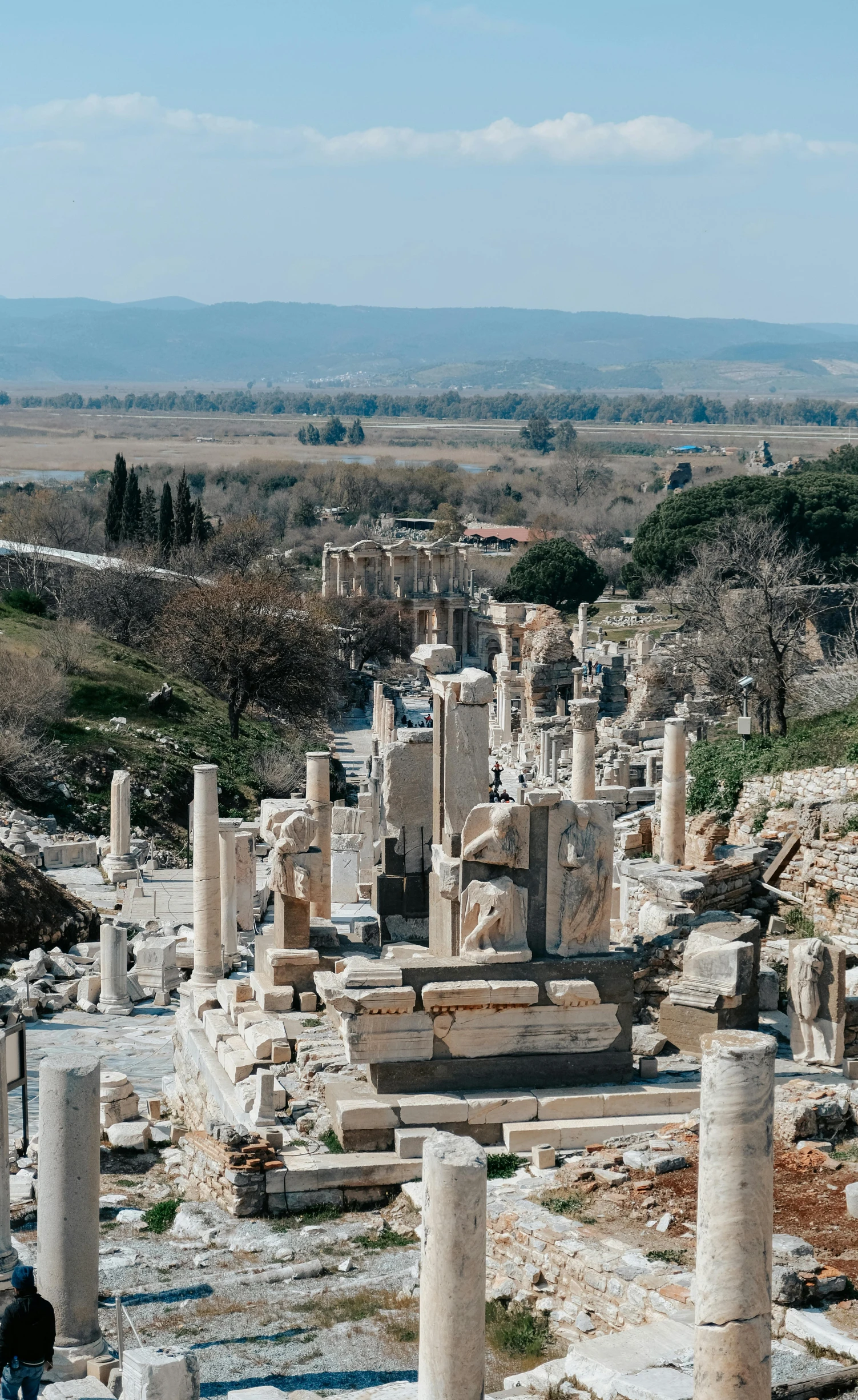 a view of the ruins of the ancient city of ephesia, pexels contest winner, romanesque, wide establishing shot, instagram post, high view, neoclassical style