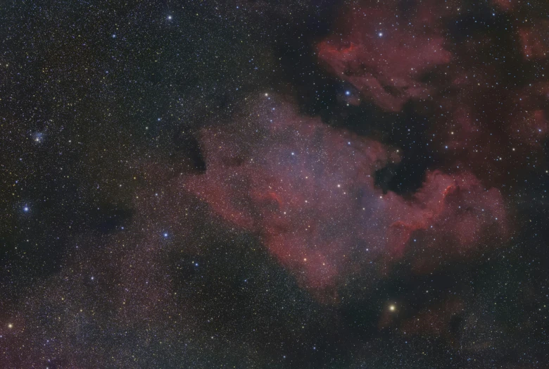 a star filled sky filled with lots of stars, a portrait, by John Covert, red cumulonimbus clouds, high resolution print :1 red, space telescope, neck zoomed in