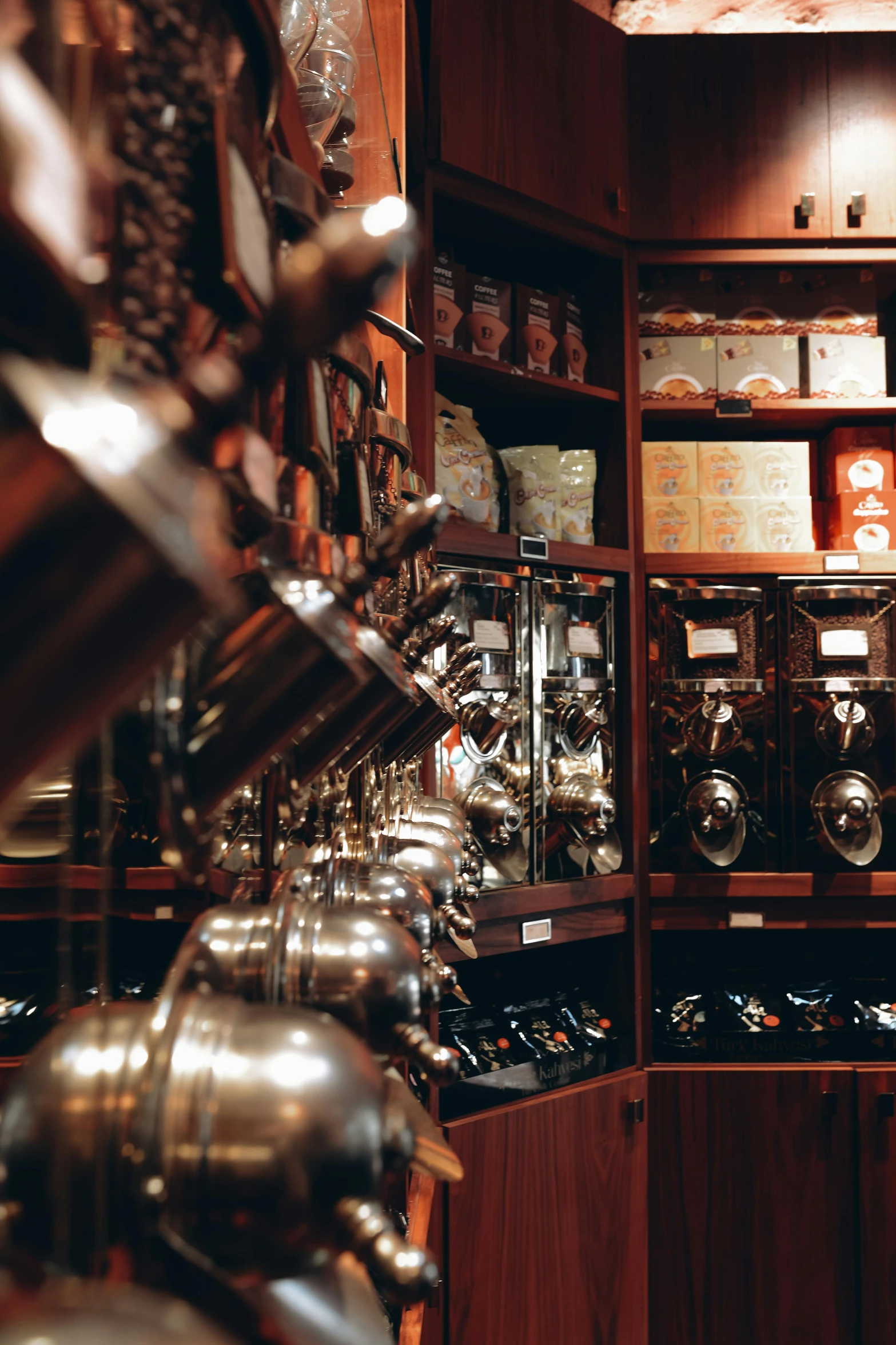a room filled with lots of pots and pans, a screenshot, by Frederik Vermehren, pexels, behind bar deck with bear mugs, store, classical, panoramic
