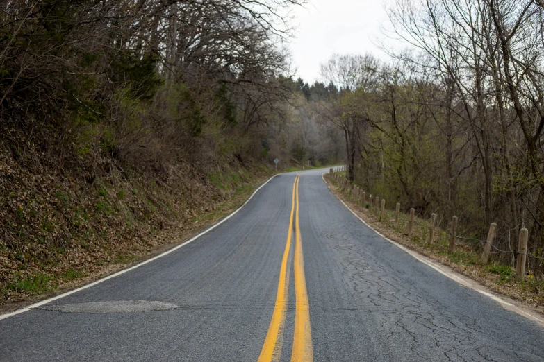 a red stop sign sitting on the side of a road, a picture, by Dan Frazier, unsplash, winding around trees, some of the blacktop is showing, 2 5 6 x 2 5 6 pixels, kimagure orange road