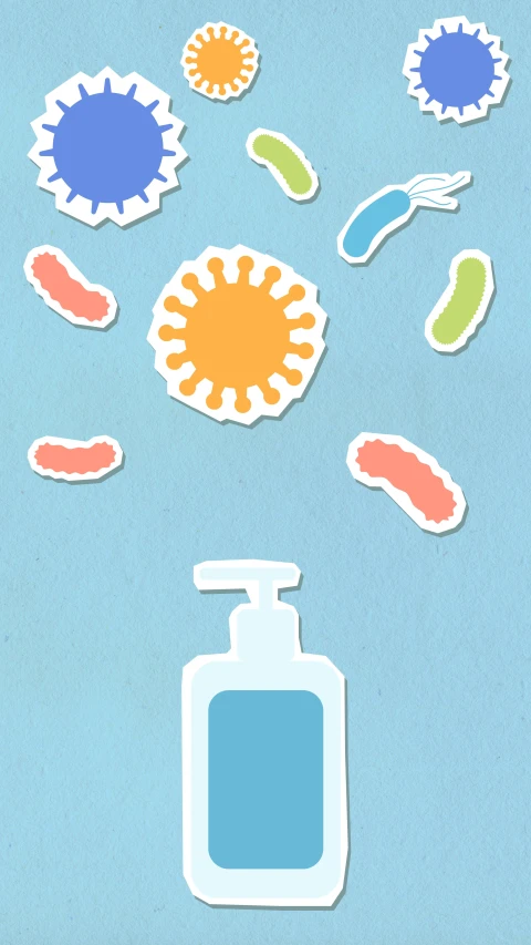 a bottle of sunscreen sitting on top of a blue surface, an illustration of, by Olivia Peguero, pexels, micro - organisms, in a lab, celebration, sink
