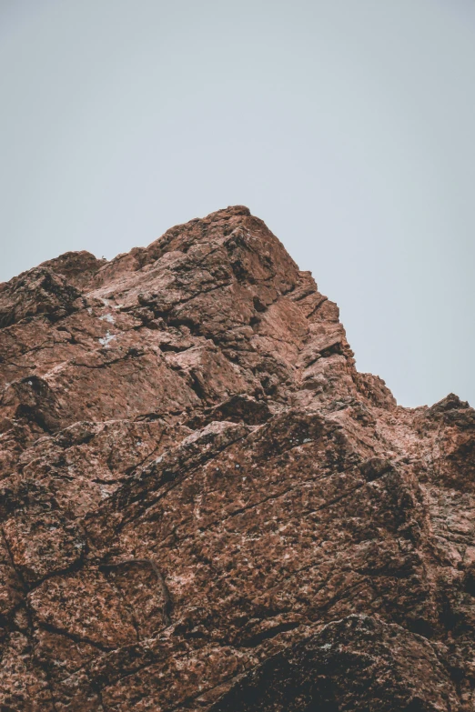 a bird sitting on top of a large rock, an album cover, by Jacob Toorenvliet, trending on unsplash, minimalism, chocolate. rugged, the mountain is steep, brown scales, seen from a distance