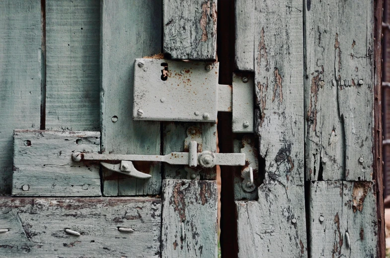 a close up of a wooden door with a latch, inspired by William Harnett, unsplash, verdigris, grey, background image, shutters