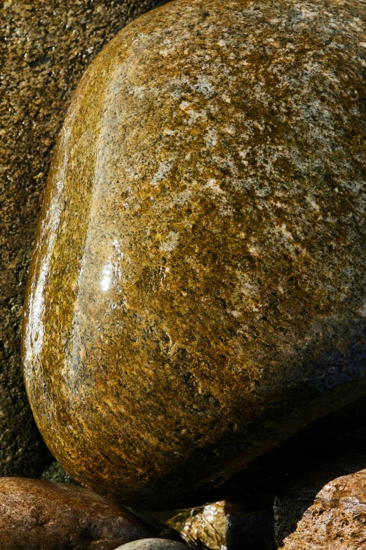 a couple of rocks sitting on top of a pile of rocks, an album cover, unsplash, microscopic detail, ochre, very detailed curve, polished