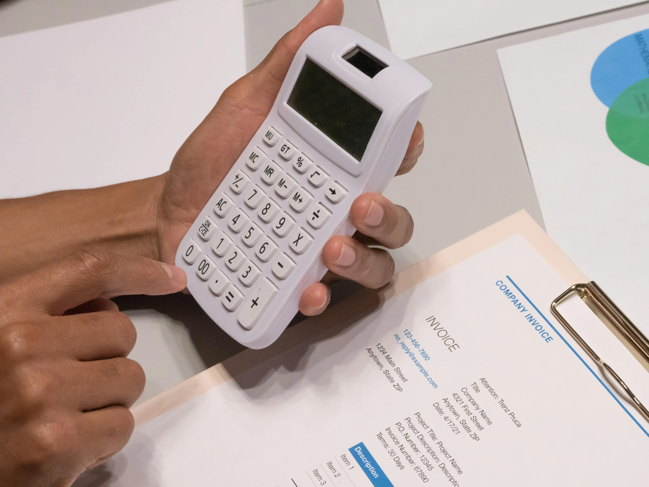 a close up of a person holding a calculator, private press, giving an interview, professionally assembled, thumbnail, inspect in inventory image