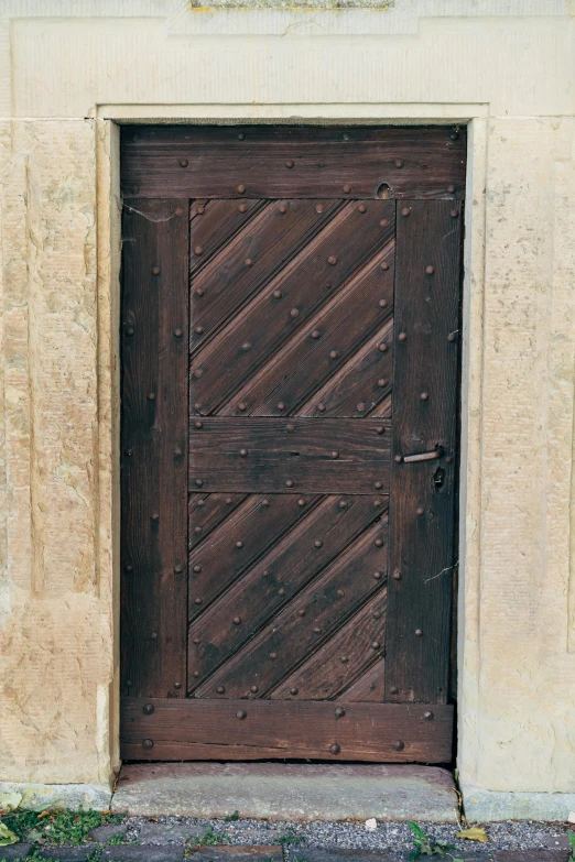 a red fire hydrant sitting in front of a wooden door, an album cover, inspired by Károly Markó the Elder, unsplash, renaissance, brown armor, iron arc gate door texture, single panel, 1 5 6 6