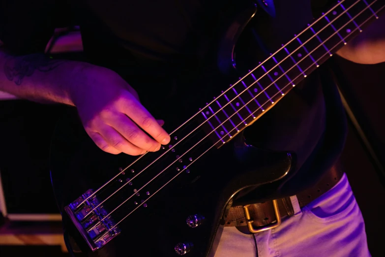 a close up of a person playing a bass guitar, profile image