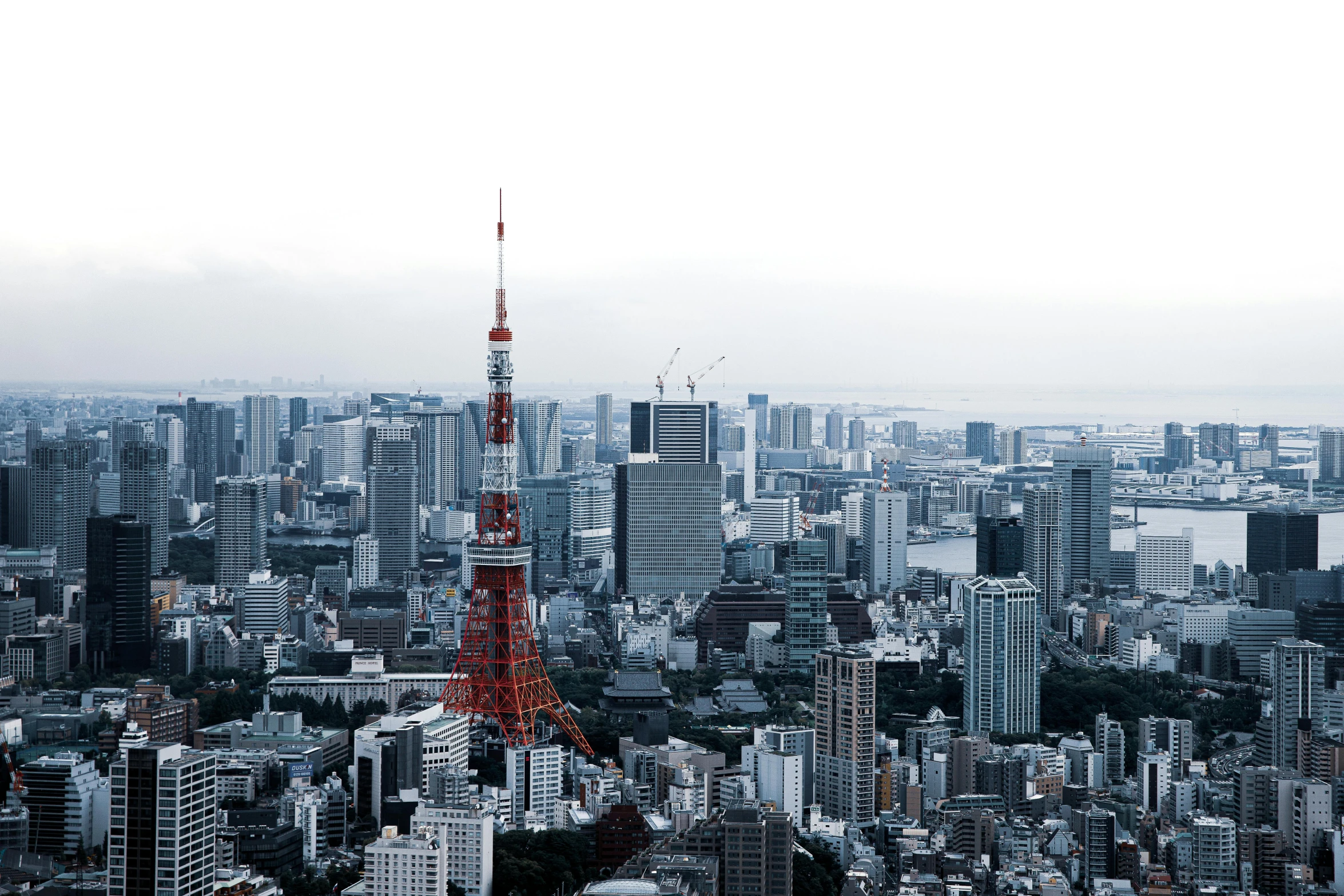 a view of a city from the top of a building, pexels contest winner, ukiyo-e, tall metal towers, dezeen, high resolution, rectangle