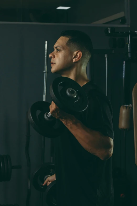 a man lifting a barbell in a gym, a portrait, by Robbie Trevino, pexels contest winner, profile pic, promo image, background image, studio photo