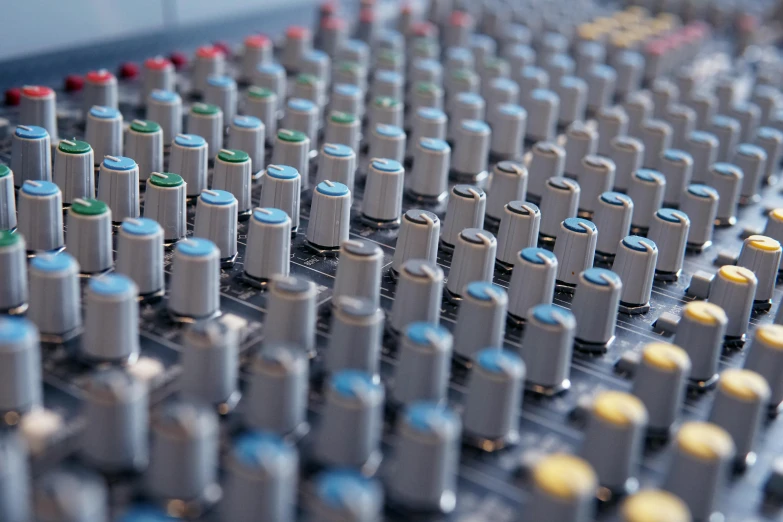 a close up of a mixing board with many knobs, pexels, radio signals, thumbnail, digital image, chemistry