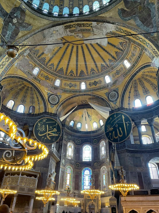 a group of people that are inside of a building, a mosaic, with great domes and arches, byzantine, profile image, bird\'s eye view