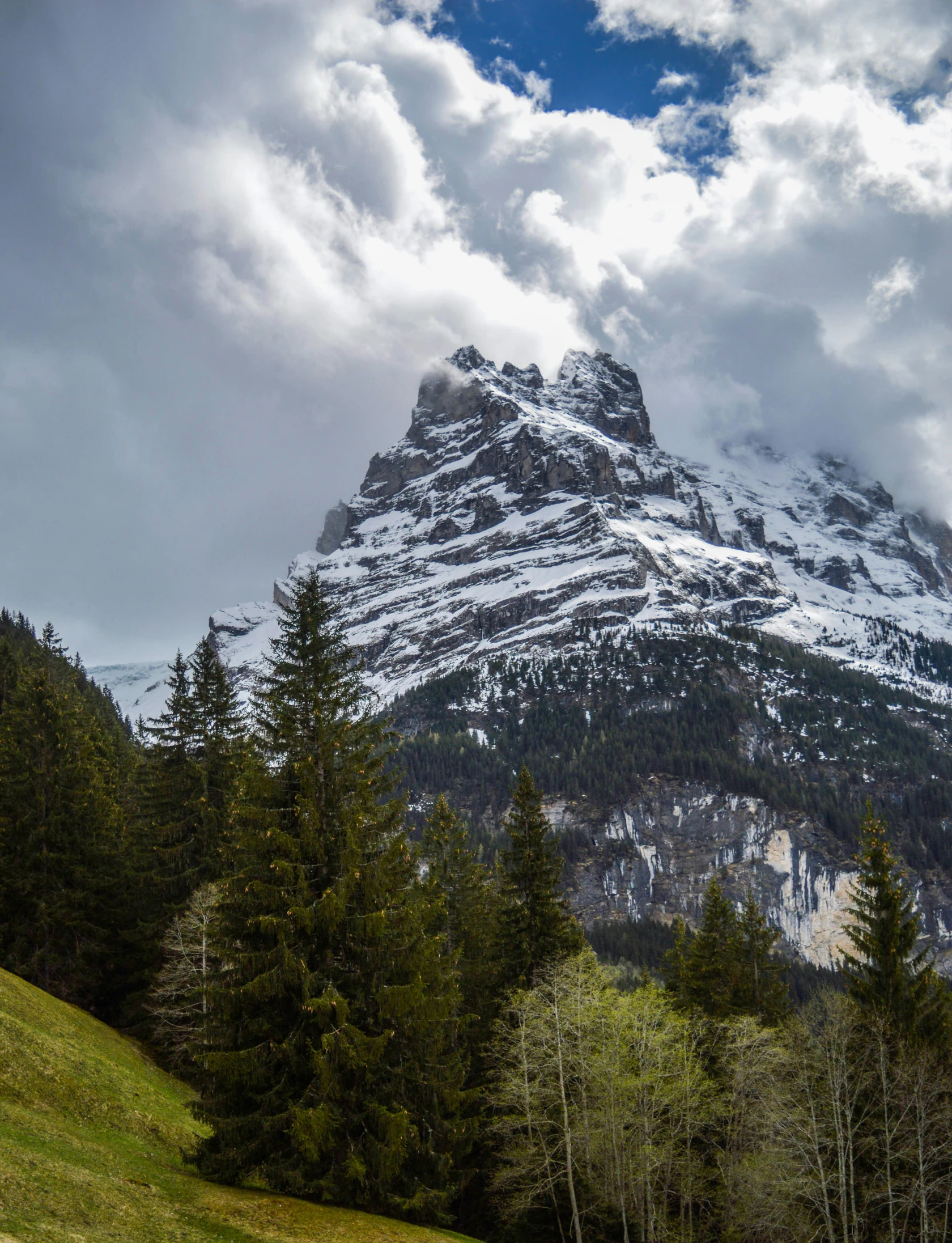 a mountain with a snow covered peak in the background, by Daniel Seghers, pexels contest winner, lauterbrunnen valley, slide show, multiple stories, conde nast traveler photo