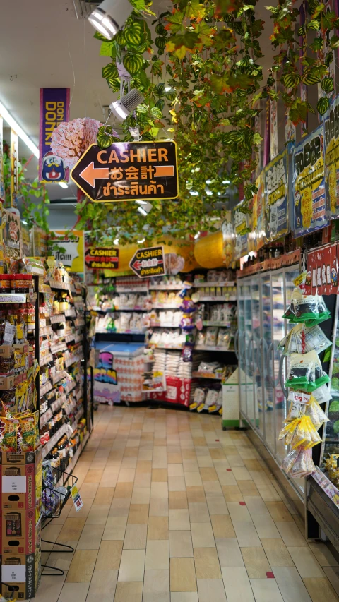 a store filled with lots of different types of food, toyism, environment, yellow and green scheme, thumbnail, thailand