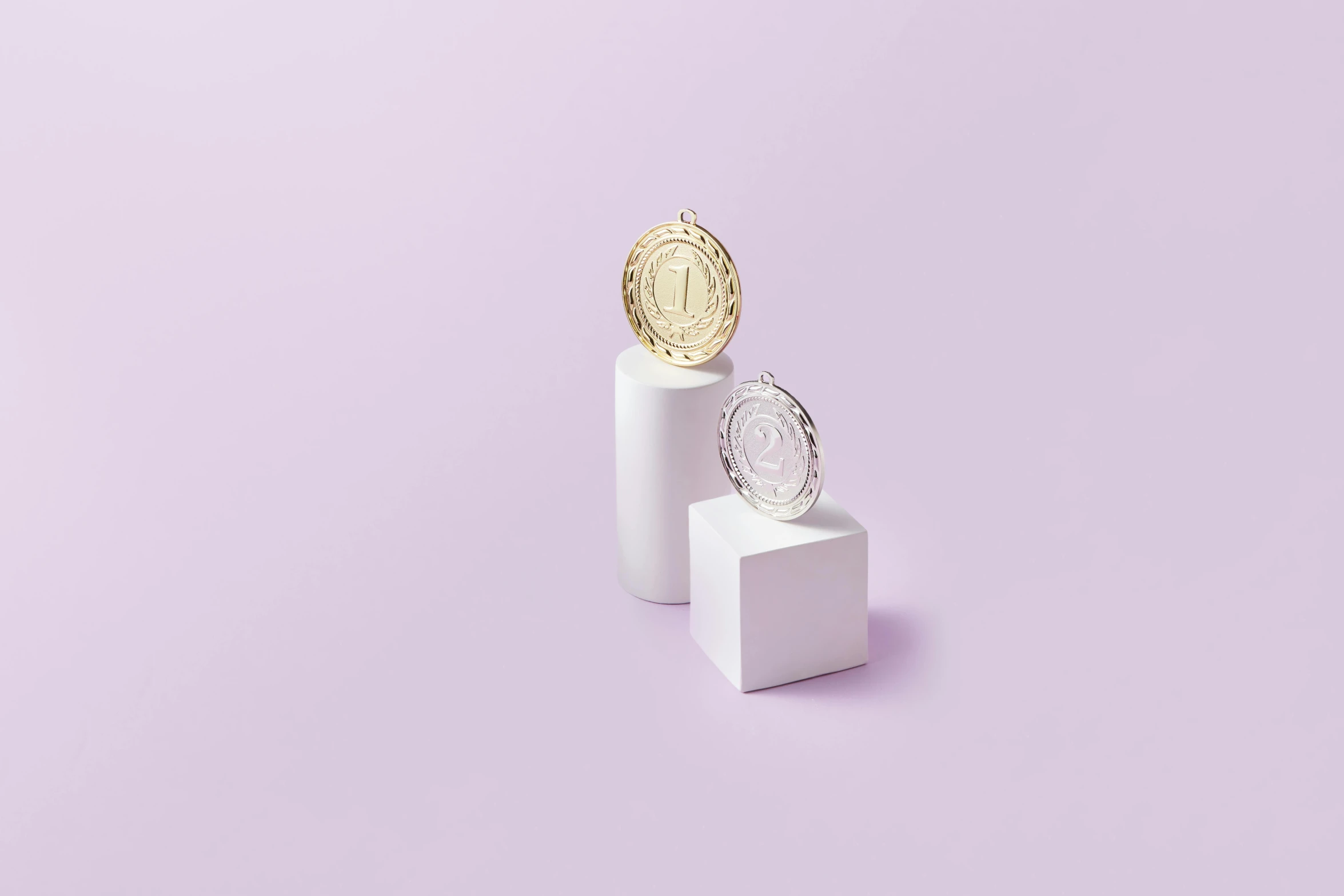 a gold medal sitting on top of a white pedestal, a 3D render, unsplash contest winner, new sculpture, silver insignia, chaumet, edible crypto, winner of design award