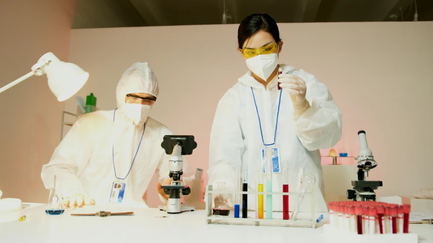 a couple of people that are in a lab, synthetic materials, kpop, promo image, thumbnail