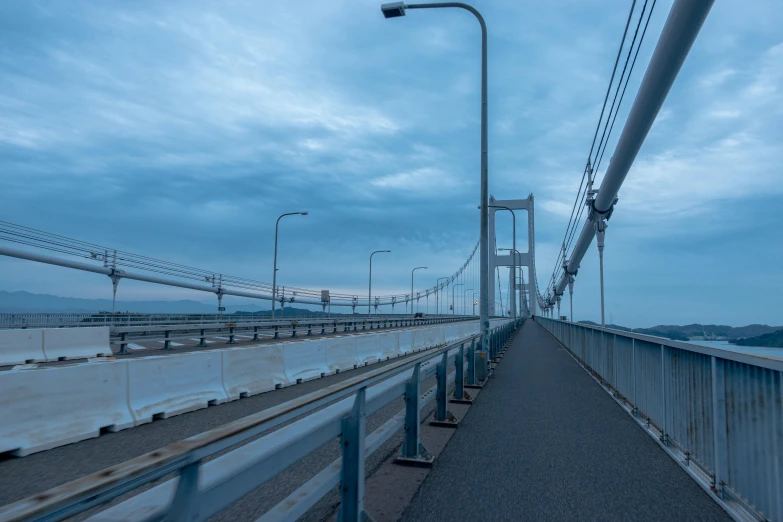 a long bridge over a body of water, unsplash, sōsaku hanga, street photo, 2022 photograph, blue gray, early evening