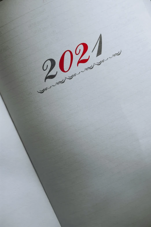 a close up of a book with numbers on it, an album cover, by Carey Morris, trending on unsplash, silver white gold red details, procreate 2 0 2 2, wine label, yearbook photo