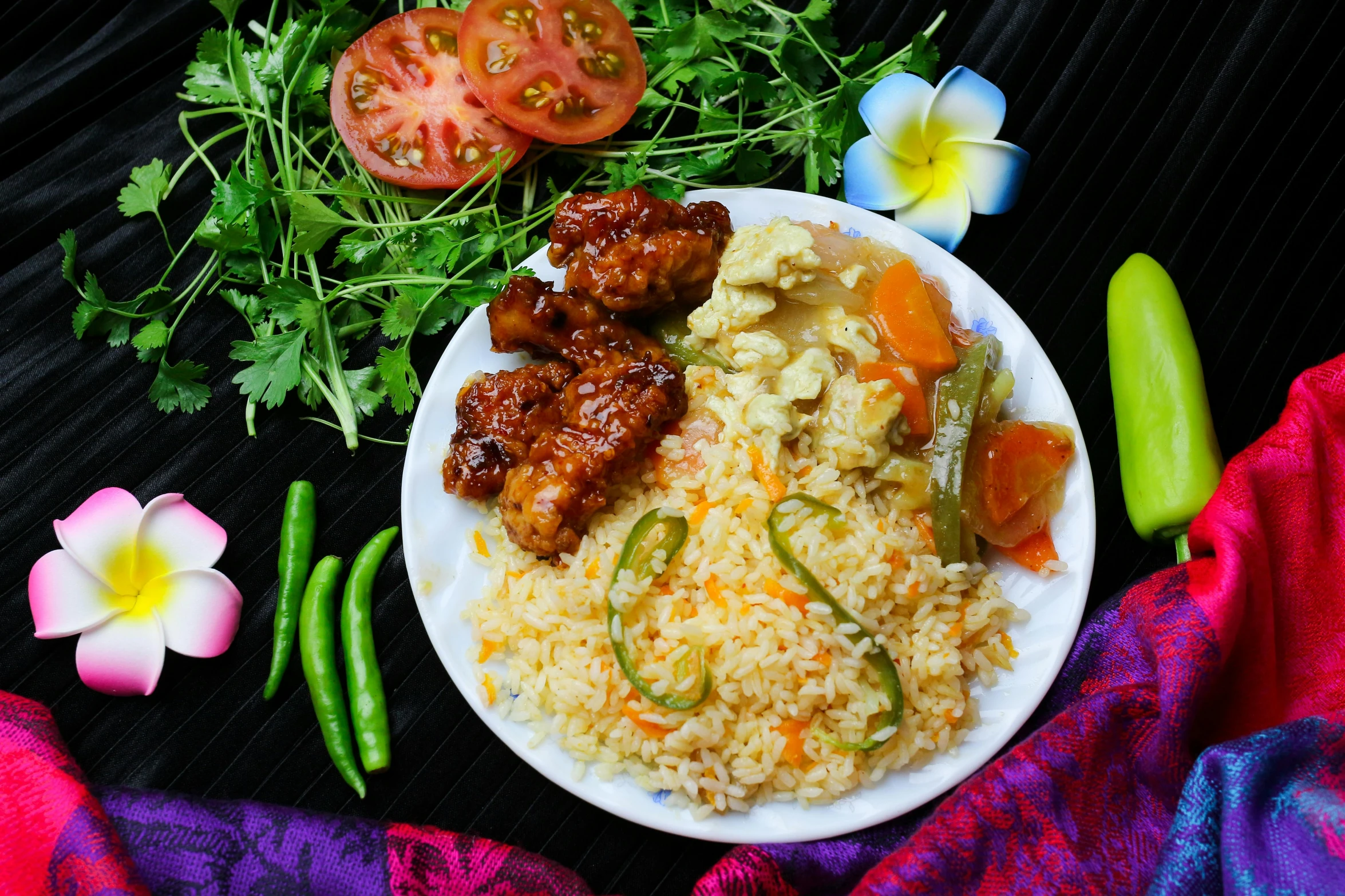 a white plate topped with rice and vegetables, inspired by Affandi, pixabay contest winner, background image, fan favorite, square, islamic