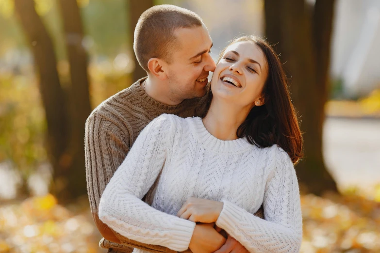 a man and woman hugging each other in a park, pexels contest winner, 15081959 21121991 01012000 4k, excited russians, brunette, thumbnail