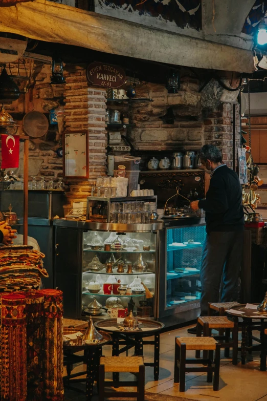a store filled with lots of different types of food, pexels contest winner, art nouveau, fallout style istanbul, cozy place, a handsome, rustic setting