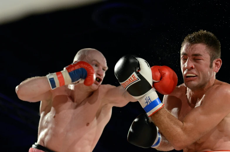 a couple of men standing next to each other on a boxing ring, attacking, jakub gazmercik, scott adams, sports photo