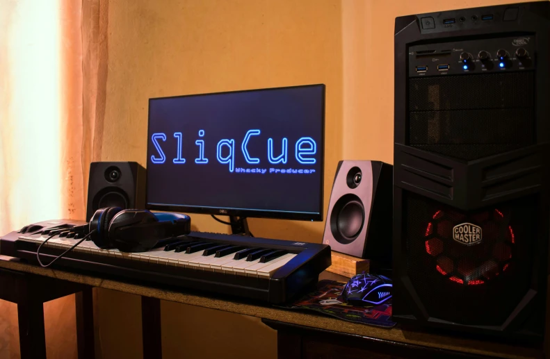 a desktop computer sitting on top of a wooden desk, an album cover, featured on reddit, studio diffuse lights, pc game with ui, slavic!!!, cutecore clowncore