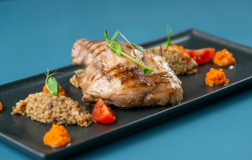 a close up of a plate of food on a table, brown tail, thumbnail, exterior shot, unbeatable quality