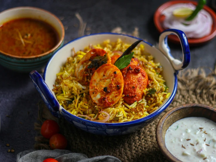 a bowl of food sitting on top of a table, pexels contest winner, hurufiyya, indian, very crispy, layered, thumbnail