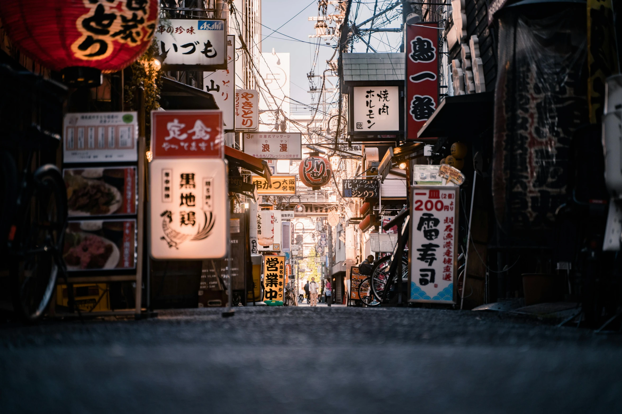 a street filled with lots of signs next to tall buildings, a picture, pexels contest winner, ukiyo-e, old signs, 🦩🪐🐞👩🏻🦳, morning light, ancient city streets behind her
