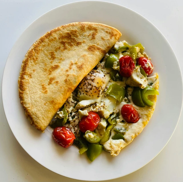 a close up of a plate of food on a table, greek ameera al taweel, morning time, profile image, ((fish eye))