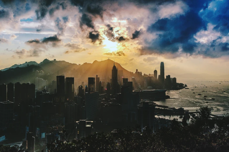 a view of a city from the top of a hill, pexels contest winner, city like hong kong, avatar image, dramatic morning light, instagram picture