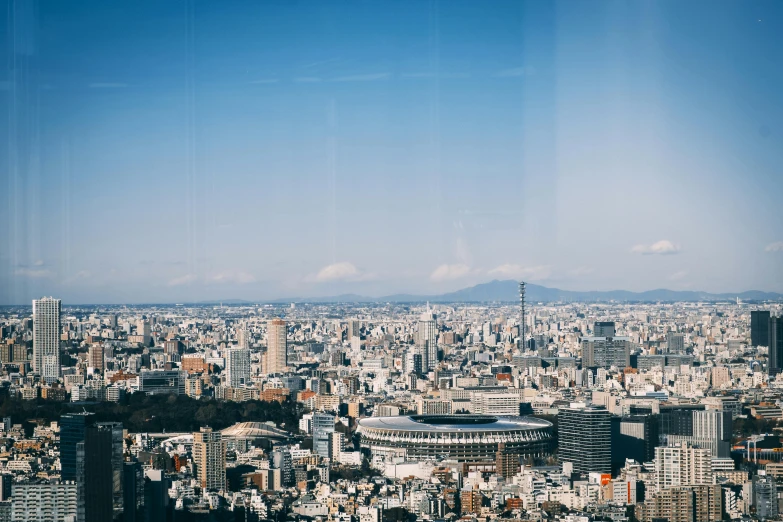 a view of a city from the top of a building, unsplash contest winner, ukiyo-e, clear sunny day, 2000s photo, high quality image”