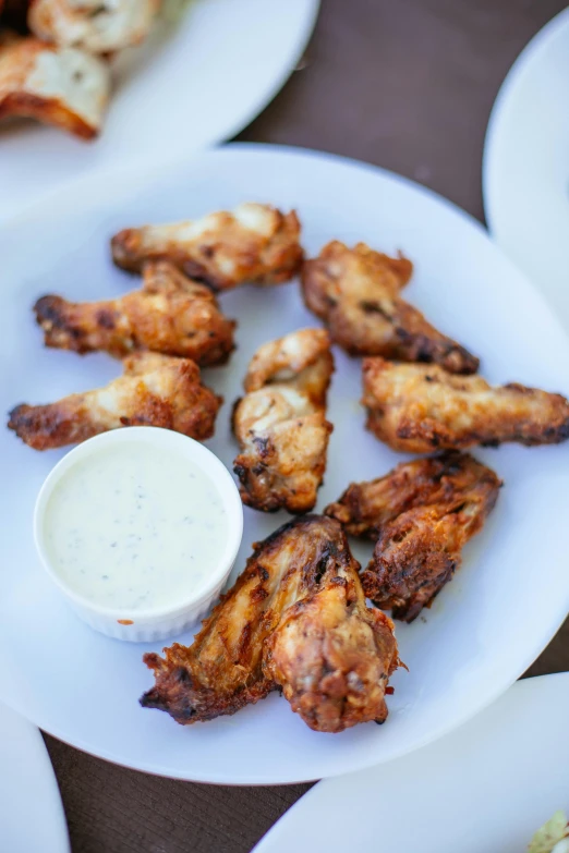 a number of plates of food on a table, by Jessie Algie, unsplash, hurufiyya, large white wings, crispy, upper body close up, sky blue