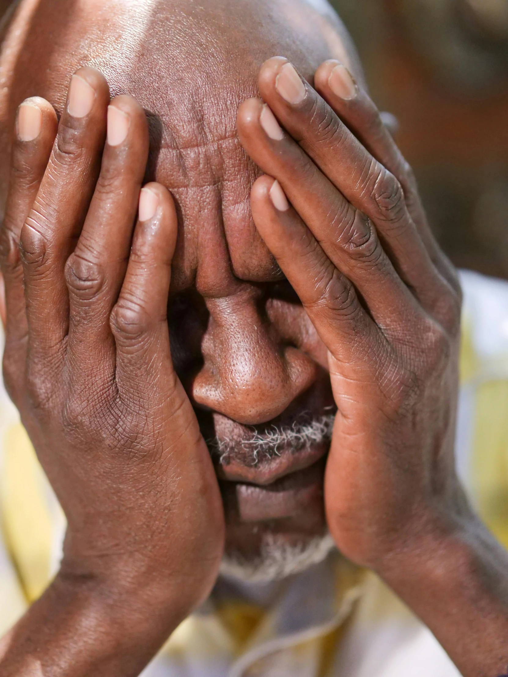 a man covering his face with his hands, a picture, by Everett Warner, hurufiyya, giga chad crying, 70 years old, 15081959 21121991 01012000 4k, instagram post