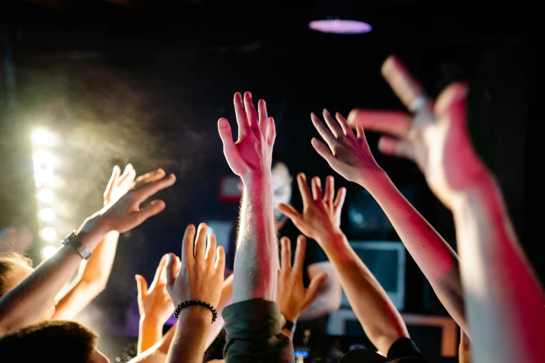 a crowd of people raising their hands in the air, an album cover, pexels contest winner, happening, clubs, closeup of arms, instagram post, 15081959 21121991 01012000 4k